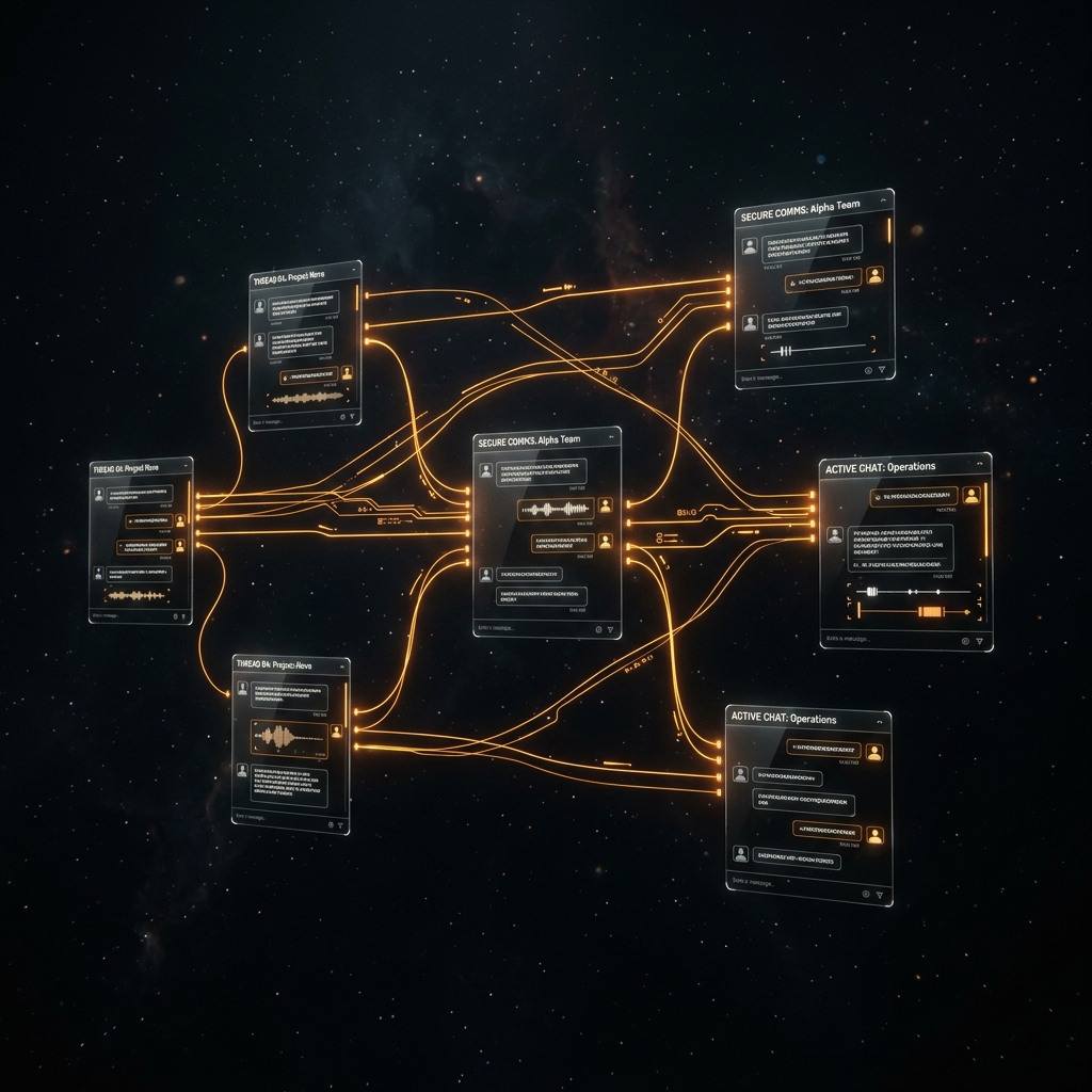 Interface de chat com IA com conexões âmbar